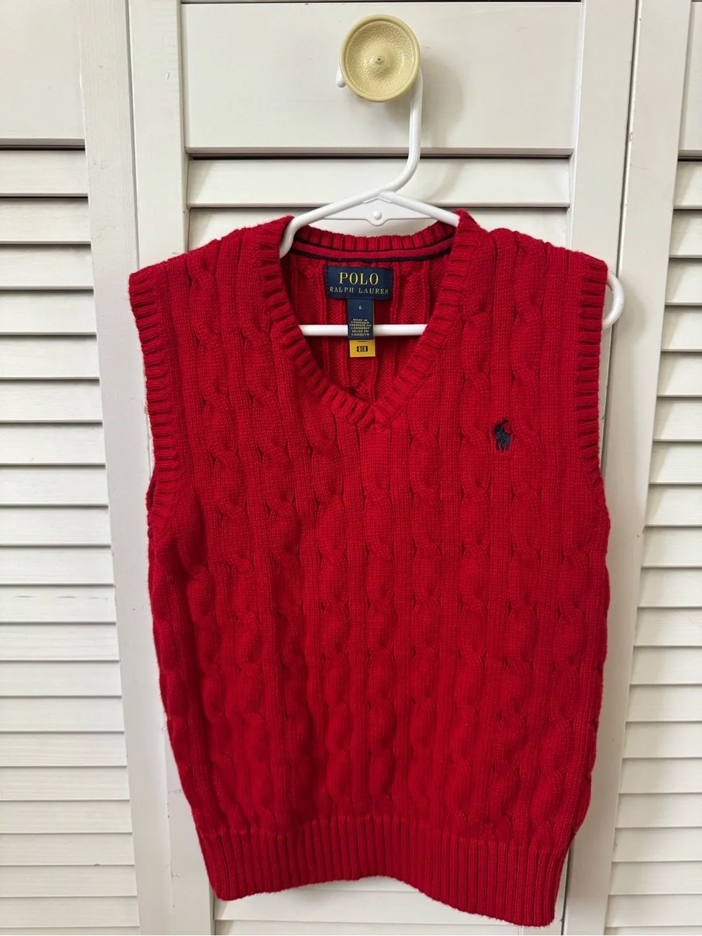 NWOT POLO RALPH LAUREN Classic Cotton Red Knitted Kids Vest Size-6